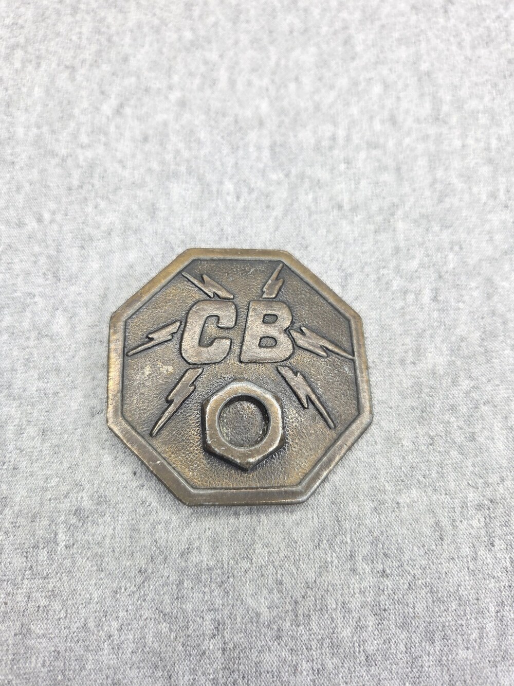 Vintage CB Radio Belt Buckle Citizens Band Lightning Bolt Nut Trucker Rare